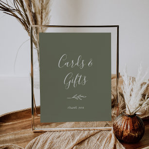 Poster Cartaz de Folhas Mínimas Cartões Verde Escuro e