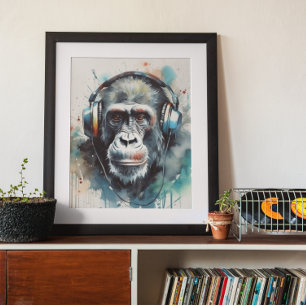 Poster Cartaz de Fones de Ouvido da Gorilla Music Factory