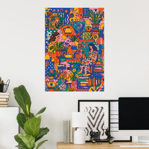 Poster Cartaz de Formas Abstratas em Terracota Estilo M