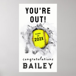 Poster Cartaz de Formatura da Noite Sênior de Softbol