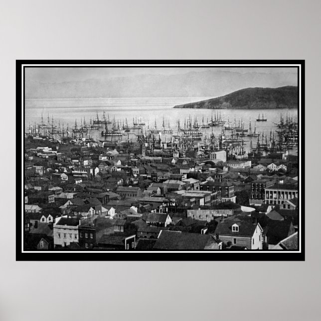 Pôster Cartaz de Foto Antiga de São Francisco 1851 (Frente)
