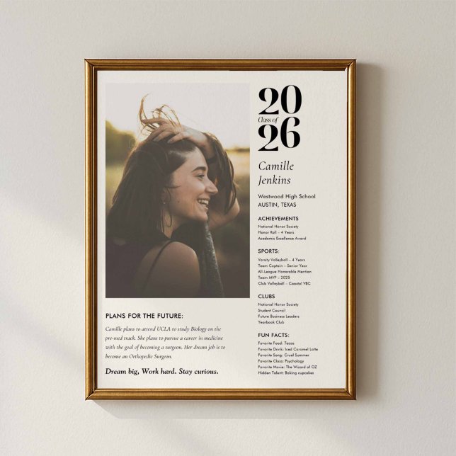 Poster Cartaz de Foto de Formatura Turma de 2026 (Senior 2026 Photo Graduation Poster)