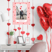 Cartaz de foto do Dia dos Namorados rosa com coraç