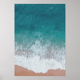 Poster Cartaz de Fotografia do Oceano com Ondas Azuis Cal