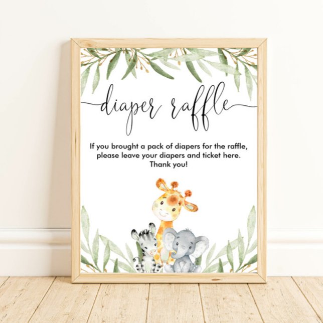 Poster cartaz de fralda bafle bafari animais bonitos de s (Criador carregado)