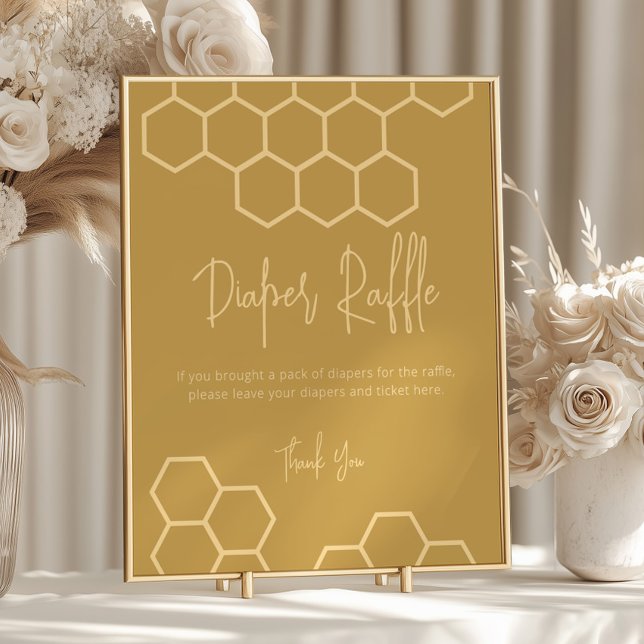 Poster Cartaz de Fralda bege Chá de fraldas Ouro Raffle (Criador carregado)