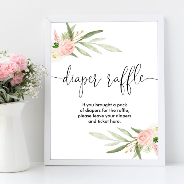 Poster Cartaz de fralda, cor-de-rosa, verde-ouro, elegant (Criador carregado)