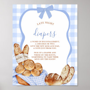 Poster Cartaz de fraldas atrasadas de laço xadrez gingham