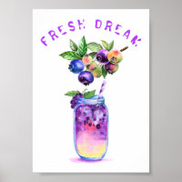 Cartaz de Frutas de Bebida Gelada de Suco de Mirti