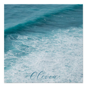 Pôster Cartaz de fundo cor Oceano Azul
