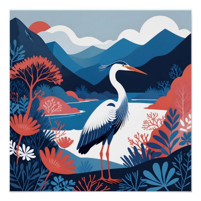 Pôster cartaz de garça do vale azul (Frente)