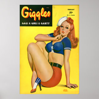 Poster Cartaz de Garota Pin Up dos Anos 40 Vintage & Garg