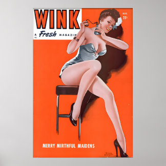 Poster Cartaz de Garota Pin Up dos Anos 40 Vintage & Merr