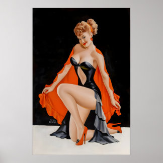 Poster Cartaz de Garota Pin Up dos Anos 40 Vintage & Pequ