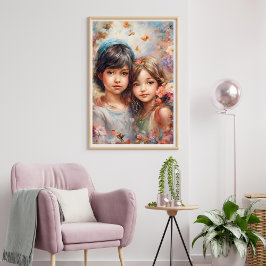 Poster Cartaz de Garotas Bonitas com Flores