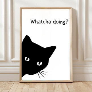 Poster Cartaz de Gata Preta, Cartazes Divertidos, Decoraç