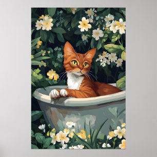Poster Cartaz de Gato Abissínio na Banheira, Cartaz Diver