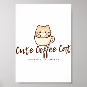 Poster Cartaz de Gato de Café Fofo – Parede de Amante de