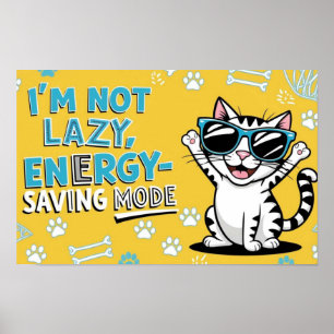 Poster Cartaz de gato engraçado, gato de desenho animado 