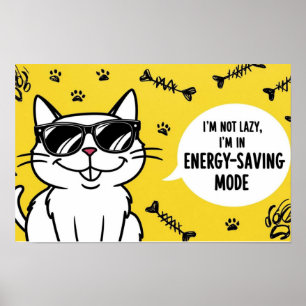 Poster Cartaz de gato engraçado, gato de desenho animado 