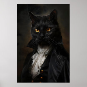 Poster Cartaz de Gato Gótico de Terno Arte Vitoriana Anti