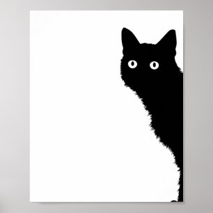 Poster Cartaz de Gato Preto Fofo de Perfil para Amantes d
