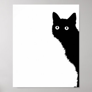 Poster Cartaz de Gato Preto Fofo de Perfil para Amantes d
