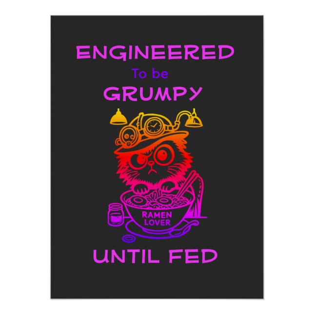 Pôster Cartaz de Gato Ramen Steampunk (Frente)