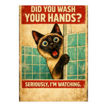 Cartaz de Gato Siameses Observando sua Higiene