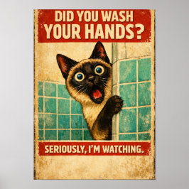 Poster Cartaz de Gato Siameses Observando sua Higiene