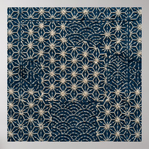 Poster Cartaz de Geometria Floral Índigo