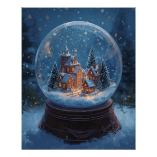 Pôster Cartaz de Globo de Neve de Natal