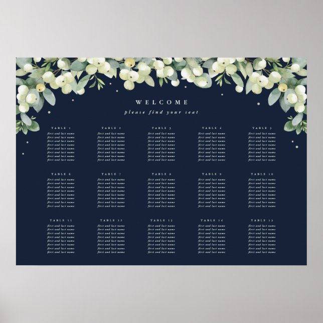 Poster Cartaz de Gráfico de Assentos de 28x20" 15 Mesas (Frente)