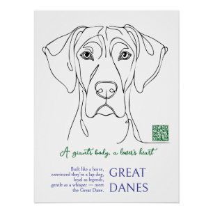 Pôster Cartaz de Grande Danês em Arte Linear 