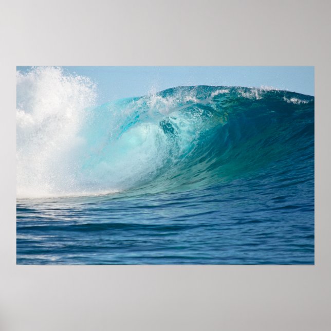 Pôster Cartaz de grande onda quebrando no Oceano Pacífico (Frente)