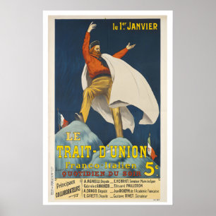 Poster Cartaz de Guerra Vintage de Jornal Franco-Italiano