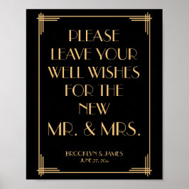 Pôster Cartaz de Guestbook Black Dourado Art Deco Gatsby 