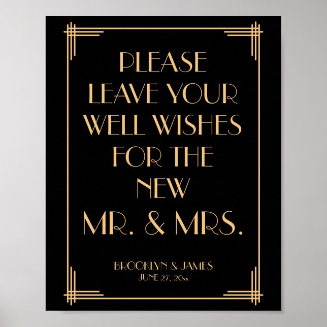 Pôster Cartaz de Guestbook Black Dourado Art Deco Gatsby  (Frente)