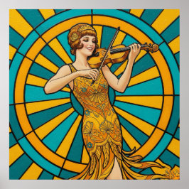 Poster Cartaz de Guitarrista Psicodélico Música Retro Vib
