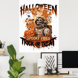 Poster Cartaz de Halloween de Astronauta Assustador Doc