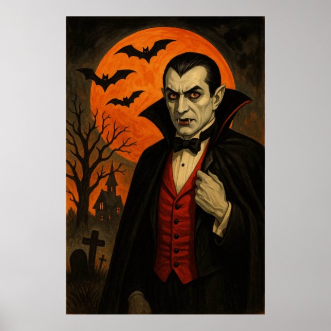Poster Cartaz de Halloween de Vampiro (Frente)