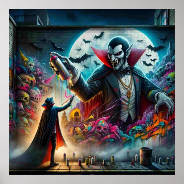 Poster Cartaz de Halloween de Vampiro (Frente)