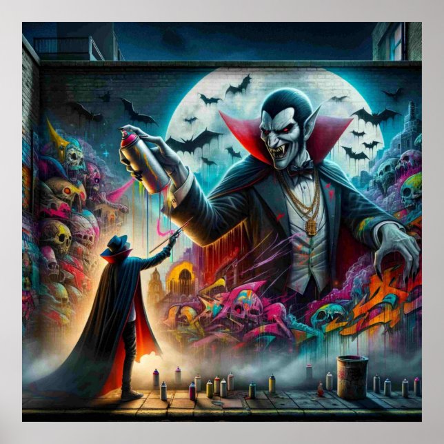 Poster Cartaz de Halloween de Vampiro (Frente)