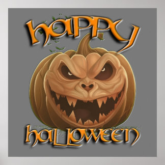 Poster Cartaz de Halloween do Jack O Lantern Assustador