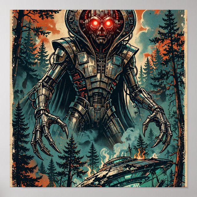 Poster Cartaz de Halloween do Monstro de Flatwoods (Frente)