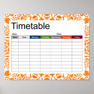 Poster Cartaz de Horário Laranja Mandala Tribal