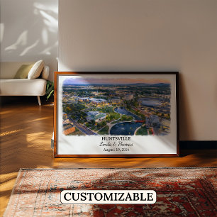 Poster Cartaz de Huntsville Alabama, Aquarela, Personaliz