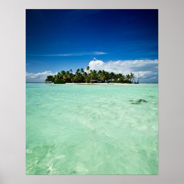 Pôster cartaz de ilha do pacífico com palmeiras (Frente)
