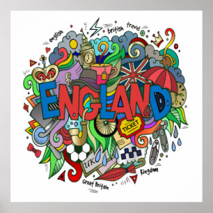 Poster Cartaz de Ilustração de Arte da Inglaterra