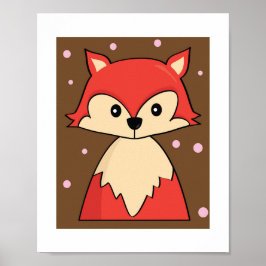 Poster Cartaz de Ilustração de Raposa Vermelha da Florest